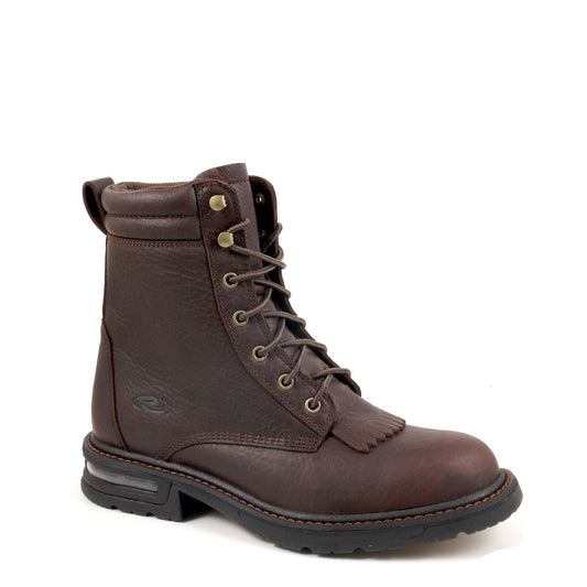 Men's Roper Canadian Steel Tumbled Leather Boots brown handcrafted lace-up work boots with steel toe and cushioned sole