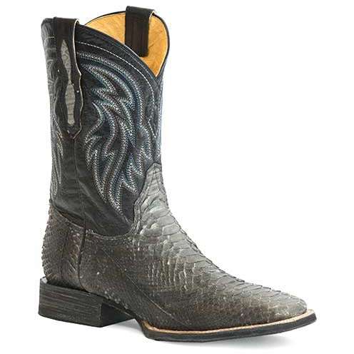 Roper Peyton Python Boots für Herren, handgefertigt, Nobuck, Grau