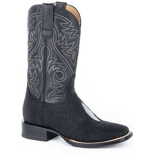 Herren Roper Silas Stingray Hybrid Sohle Exotische Stiefel Handgefertigt Schwarz