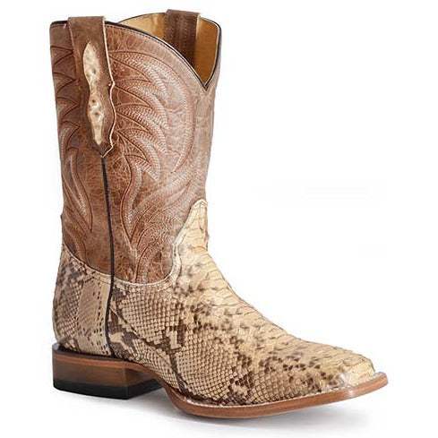 Men's Roper Peyton Python Hybrid Sole Boots Handcrafted Tan