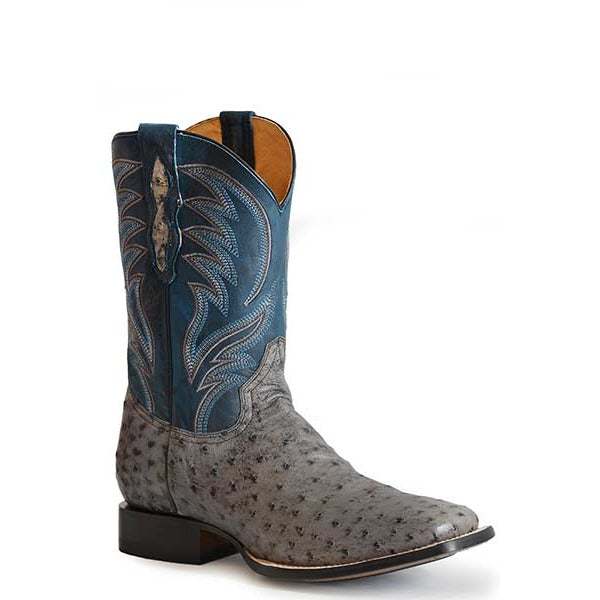 Men's Roper Oliver Full Quill Ostrich Hybrid Sole Boots Handcrafted Gray