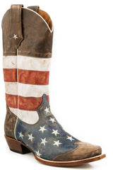 Men's Roper American West Leather Boots Handcrafted Brown