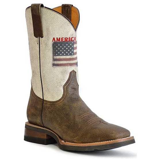 Roper America Robuste Lederstiefel für Herren, handgefertigt, Braun