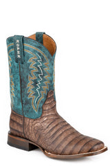 Men's Roper Cody Caiman Print Boots Handcrafted Brown