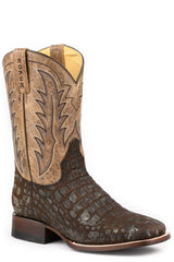 Men's Roper Big Old Croc Caiman print Boots Handcrafted Brown