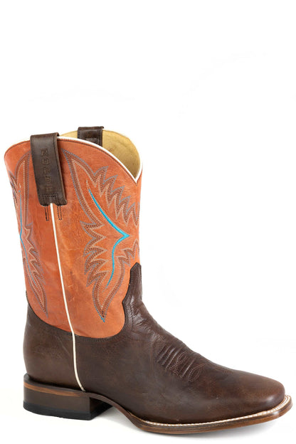 Men's Roper Cowboy Leather Boots Handcrafted Brown