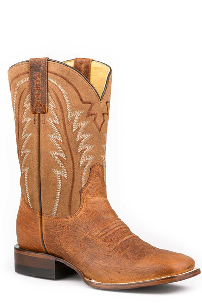 Men's Roper Bison Print Boots Handcrafted Brown