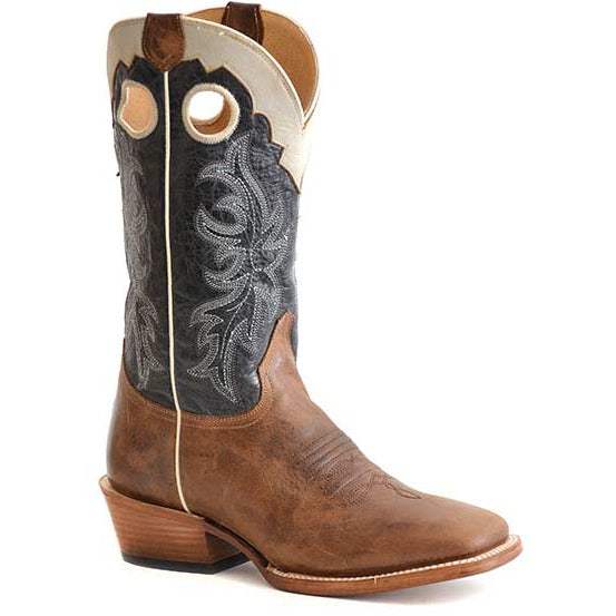 Men's Roper Ride'em Cowboy Leather Boots Handcrafted Tan
