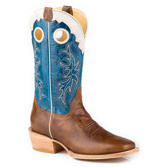 Men's Roper Ride'em Cowboy Leather Boots Handcrafted Tan