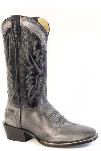 Men's Roper Ride 'Em Leather Boots Handcrafted Black