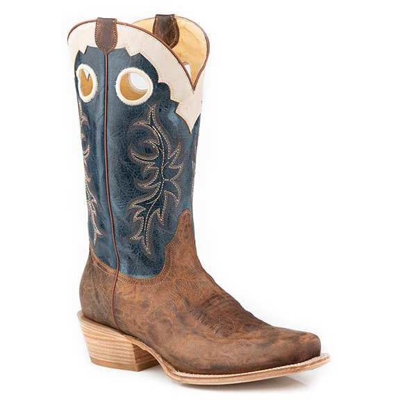 Men's Roper Ride'em Cutter Leather Boots Handcrafted Tan