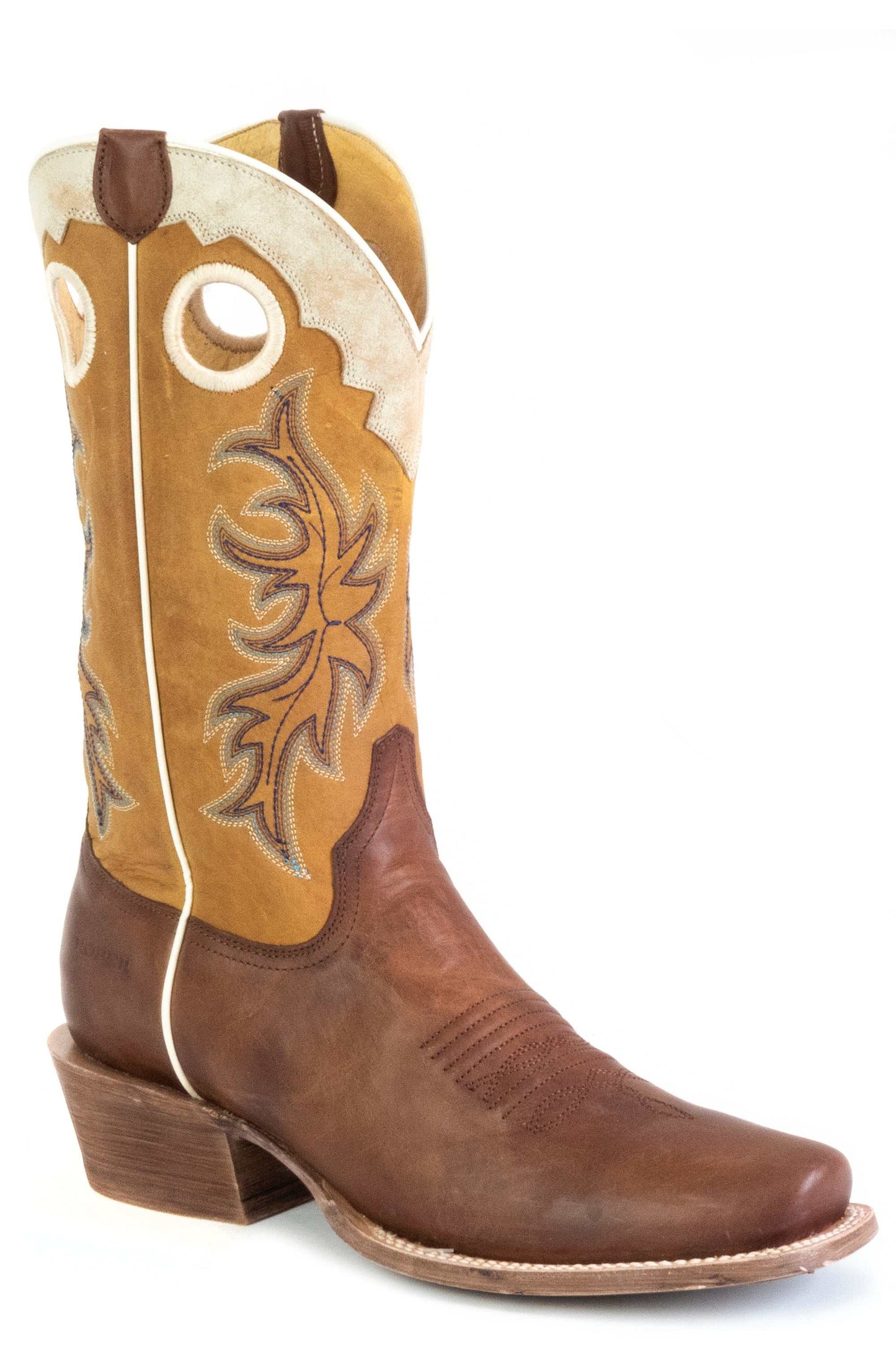 Men's Roper Ride 'Em Cowboy Leather Boots Handcrafted Brown