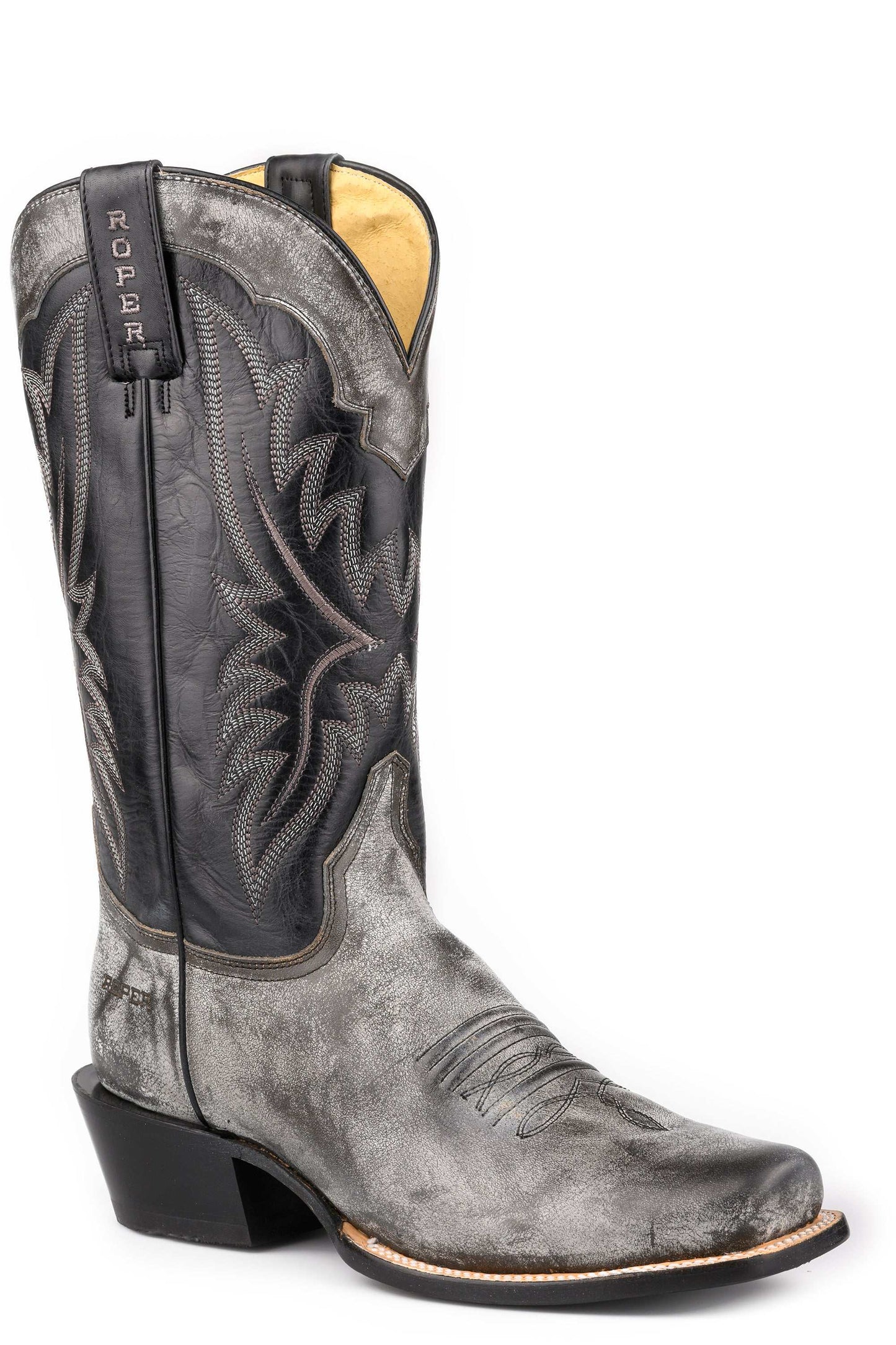 Men's Roper Ride 'Em Leather Boots Handcrafted Black