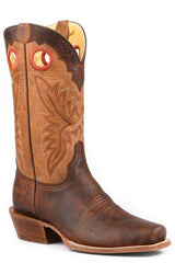 Men's Roper Ride Em' Bison Leather Boots Handcrafted Brown