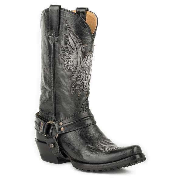 Roper Moto Eagle Lug Boots für Herren, handgefertigt, Schwarz