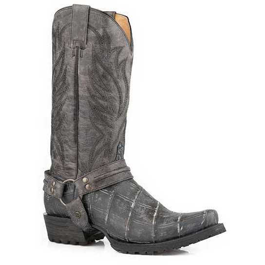 Herren Roper Diesel Lug Alligator PRINT Stiefel Handgefertigt Grau