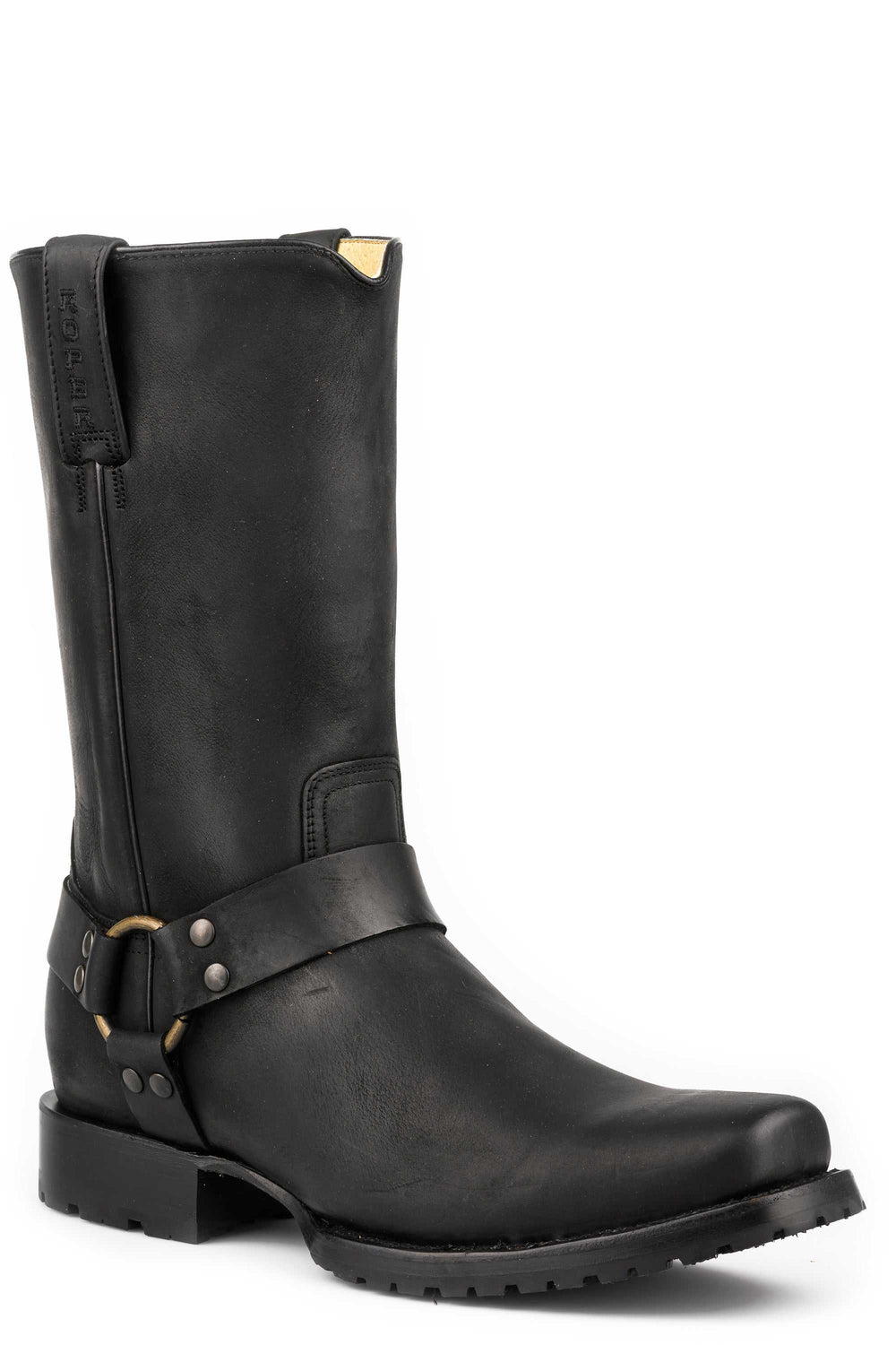 Men's Roper Biker Lug Biker Boots Handcrafted Black