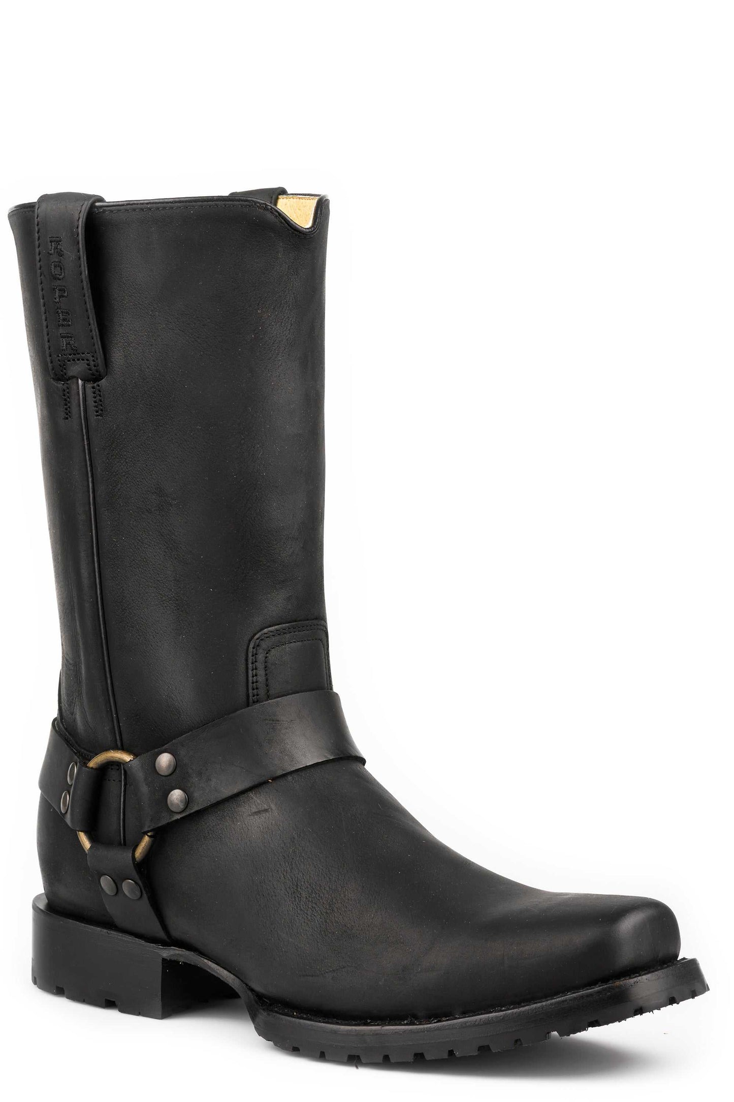 Men's Roper Biker Lug Biker Boots Handcrafted Black
