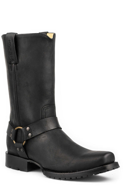Men's Roper Biker Lug Biker Boots Handcrafted Black