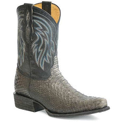 Men's Roper Peyton Python Boots Handcrafted Nobuck Gray