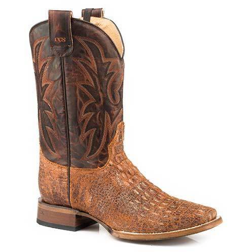 Roper Pierce Caiman Print Concealed Carry Boots für Herren in Cognac