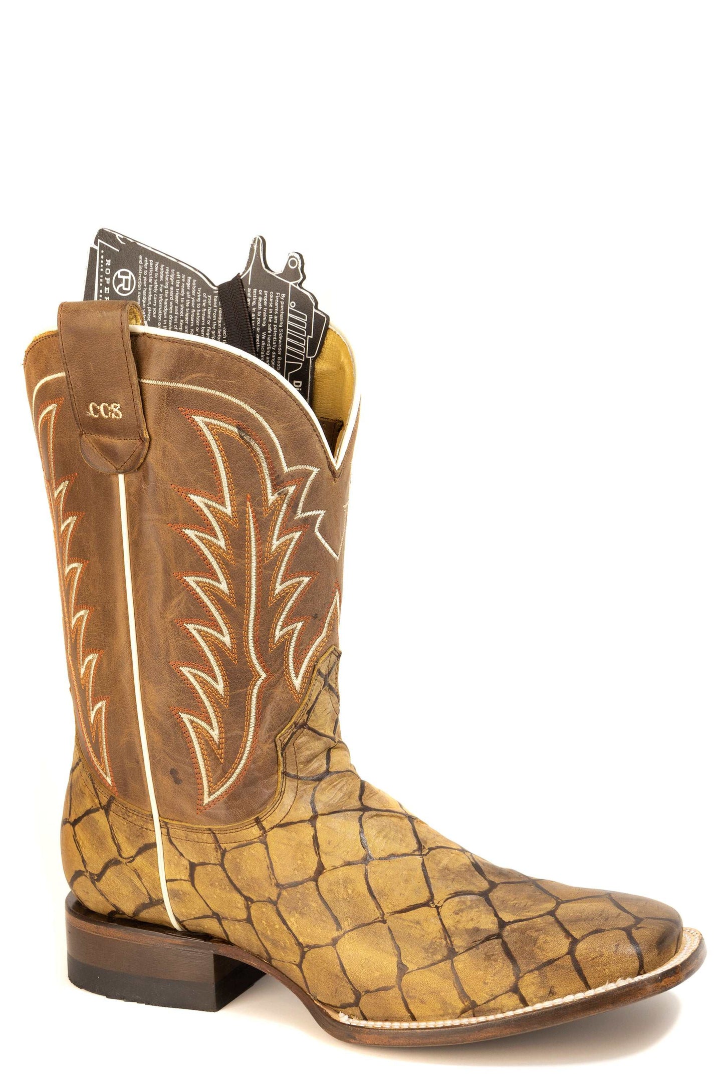 Men's Roper Riverzilla CCS Pirarucu Leather Boots Handcrafted Brown