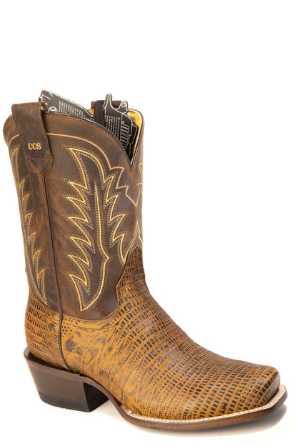 Men's Roper CCS Leapin' Lizard Lizard Teju Print Boots Handcrafted Brown