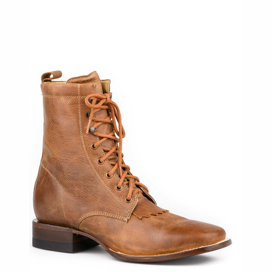 Men's Roper Roper Lacer Leather Boots tan handcrafted square toe lace-up design