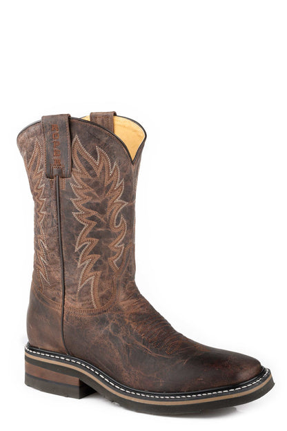 Men's Roper Work It Out Leather Boots Handcrafted Brown