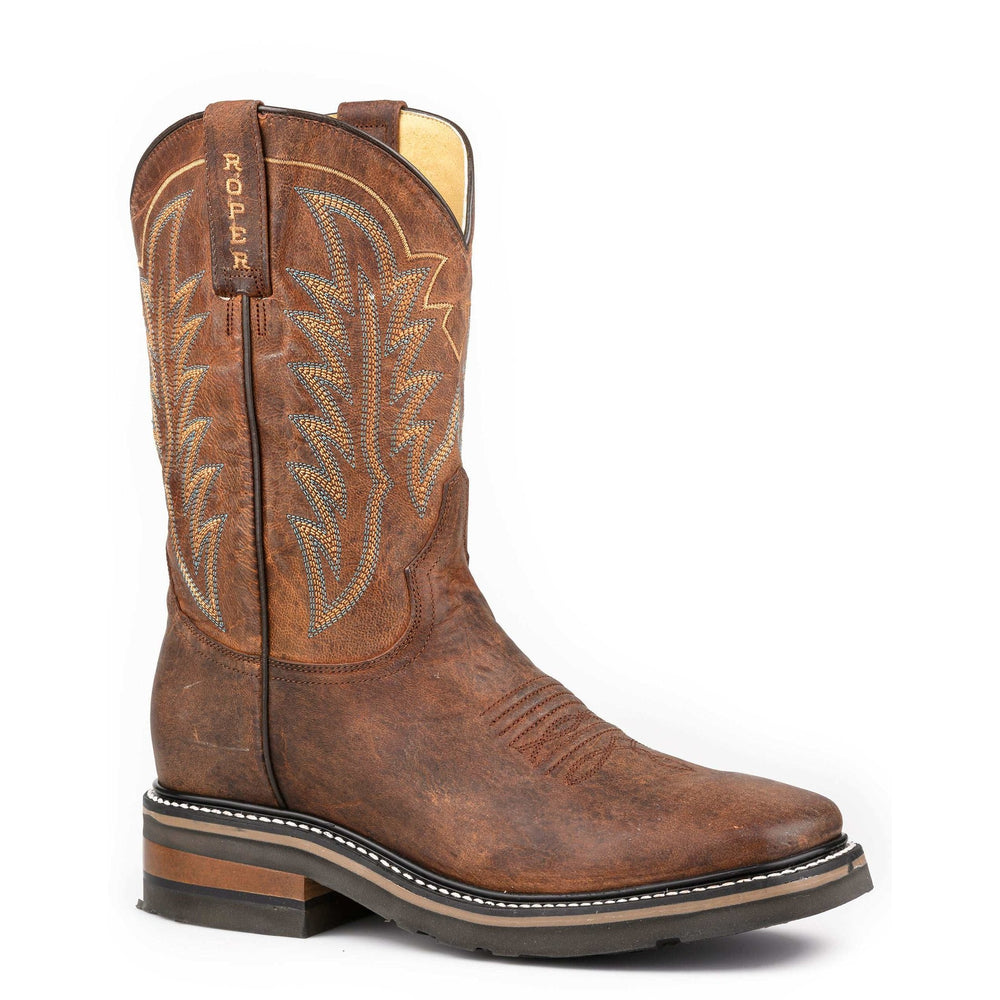 Men's Roper Work It Leather Boots Handcrafted Brown
