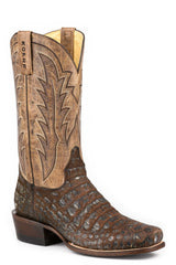 Men's Roper Big Old Croc Caiman Print Boots Handcrafted Brown