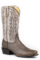 Men's Roper Big Old Bird Ostrich Print Boots Handcrafted Grey
