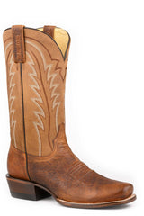 Men's Roper Faux Bison Bison Leather Boots Handcrafted Brown