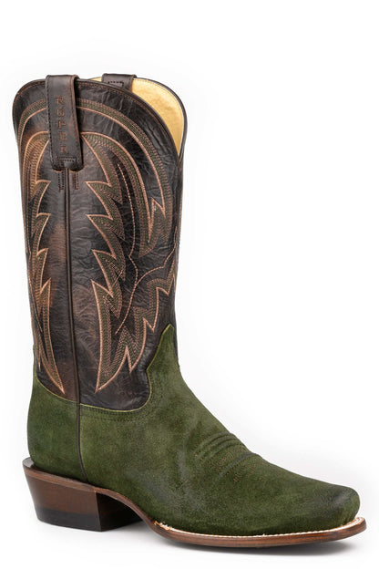 Men's Roper Drover Suede Leather Boots Handcrafted Green