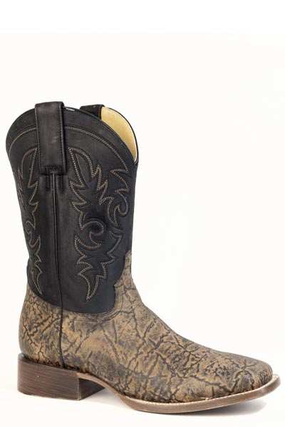 Men's Roper Safari Elephant Print Boots Handcrafted Brown