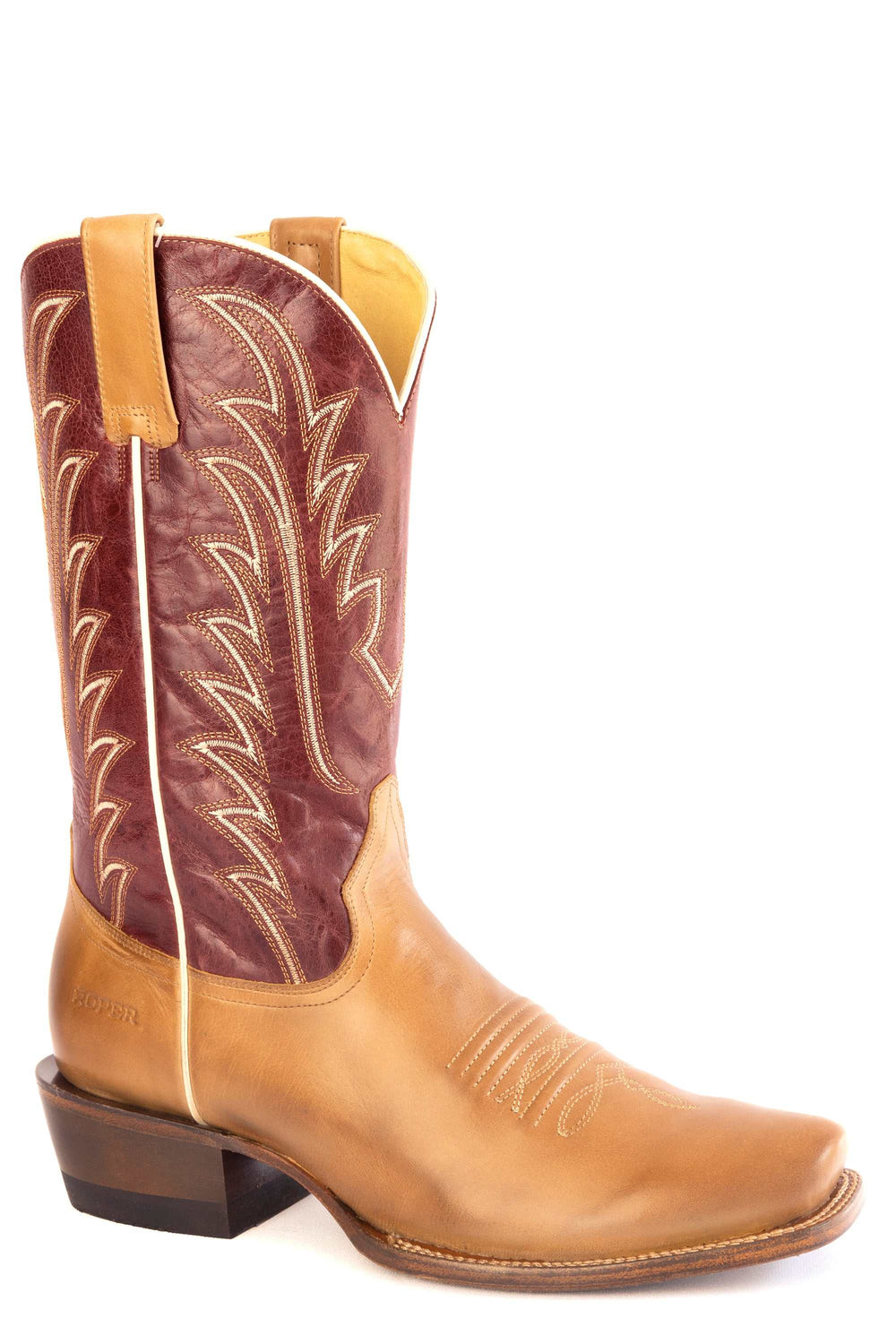 Men's Roper Dustbreaker Leather Boots Handcrafted Tan