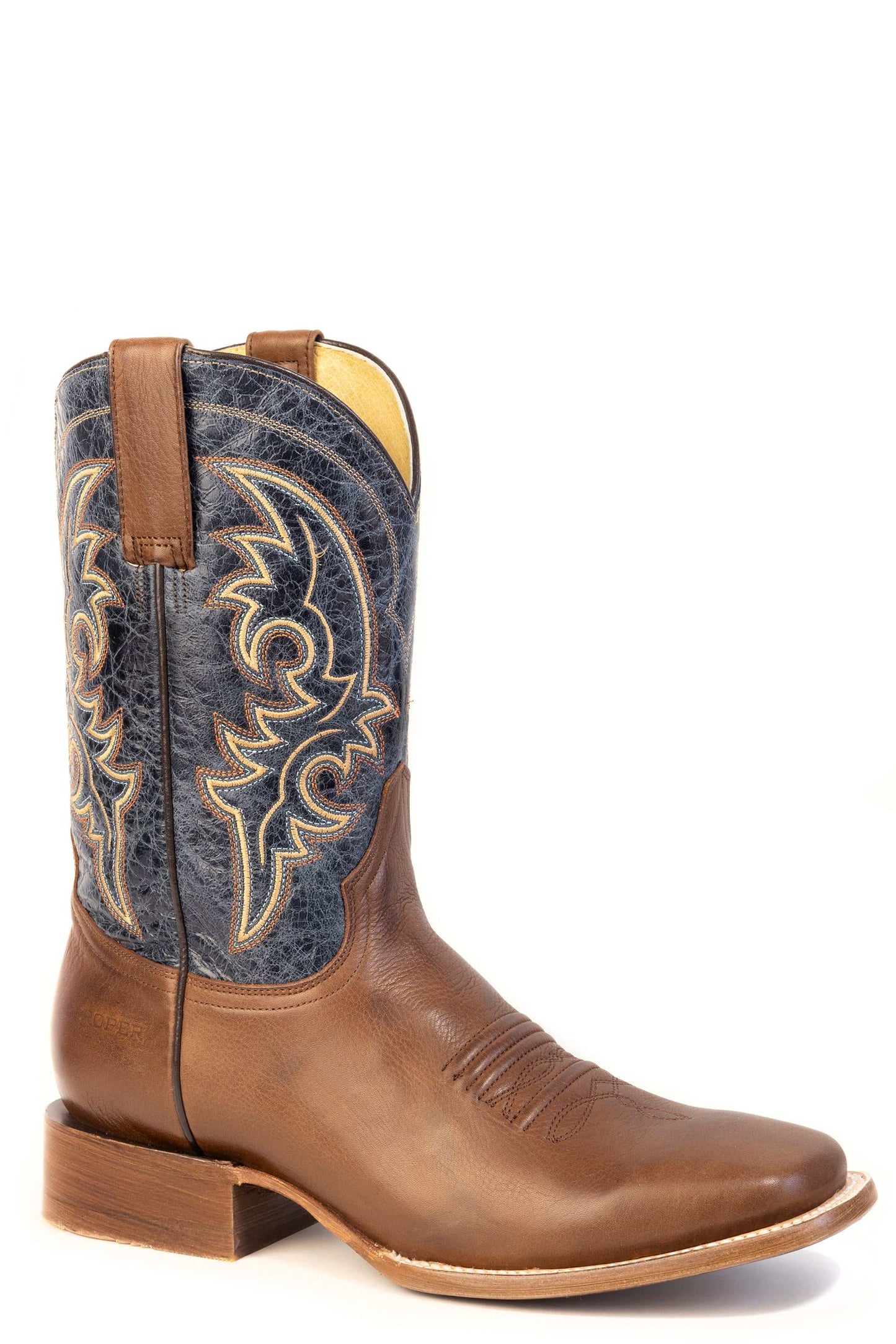 Men's Roper Hank Leather Boots Handcrafted Brown