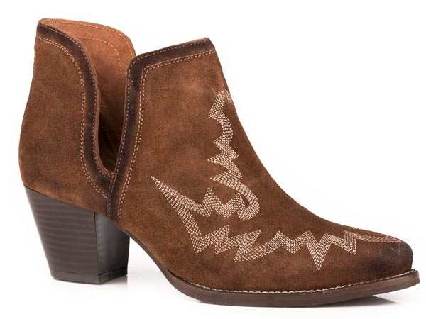 Women's Roper Rowdy Suede Leather Ankle Boots Handcrafted Brown