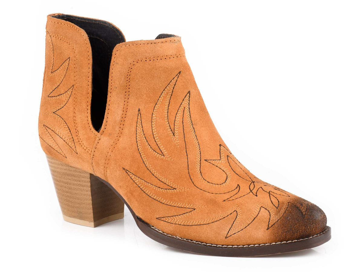 Women's Roper Rowdy Suede Ankle Boots Handcrafted Tan