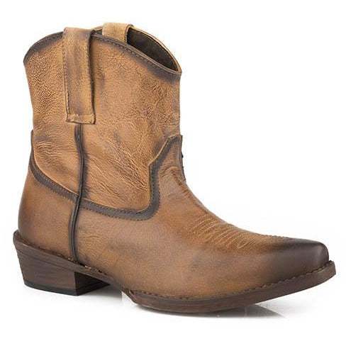 Damen Roper Dusty Burnished Ankle Lederstiefel Handgefertigt Hellbraun