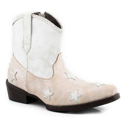 Damen Roper Liberty Ankle Lederstiefel Handgefertigt Weiß