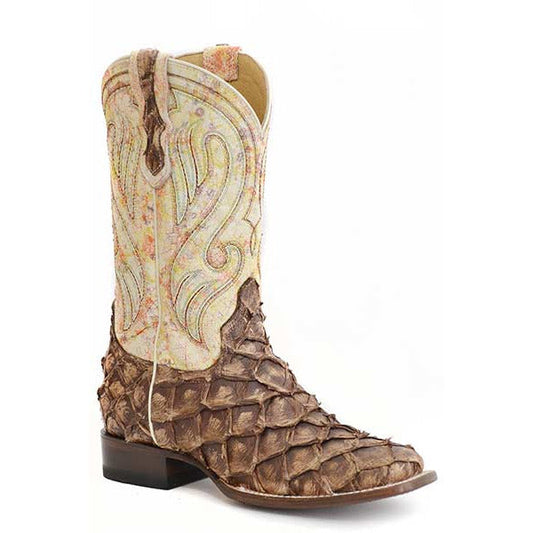 Women's Roper All In Pirarucu Boots Handcrafted Brown - yeehawcowboy