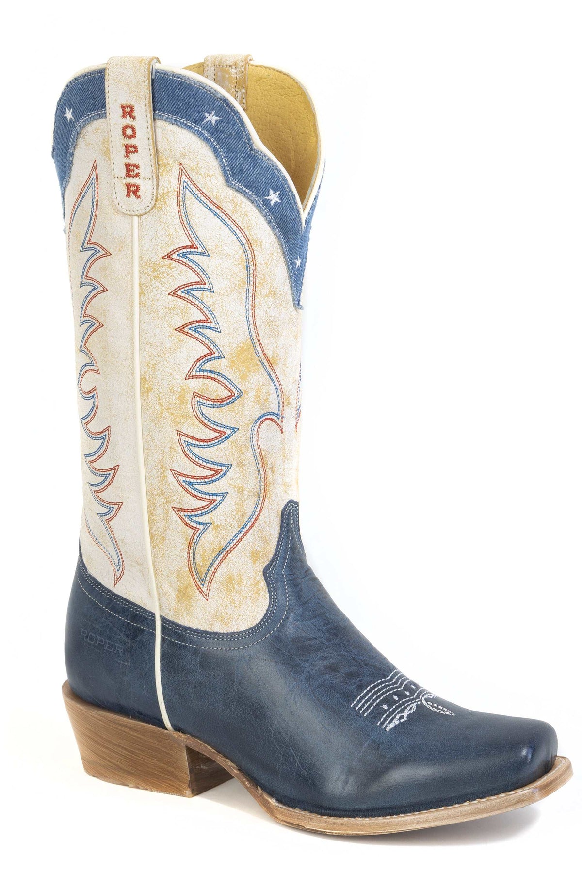 Women's Roper Americana Blue Leather Boots Handcrafted Blue