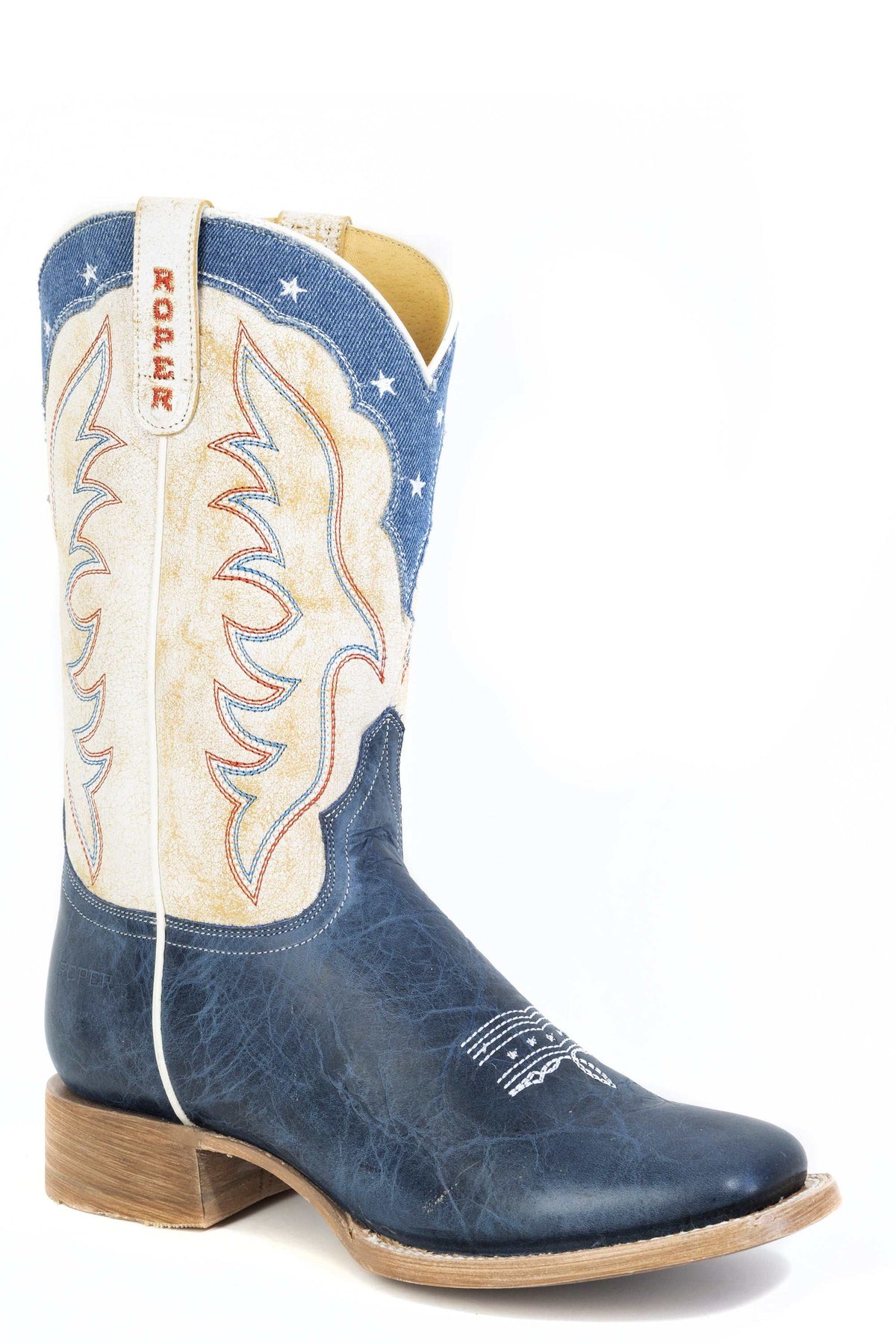 Women's Roper Americana Blue Leather Boots Handcrafted Blue