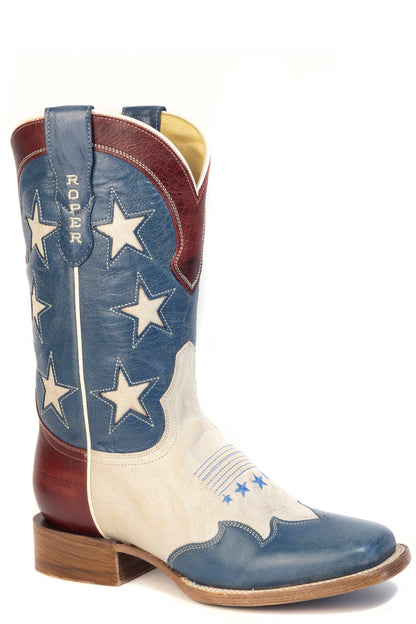 Women's Roper 250 USA Leather Boots Handcrafted White