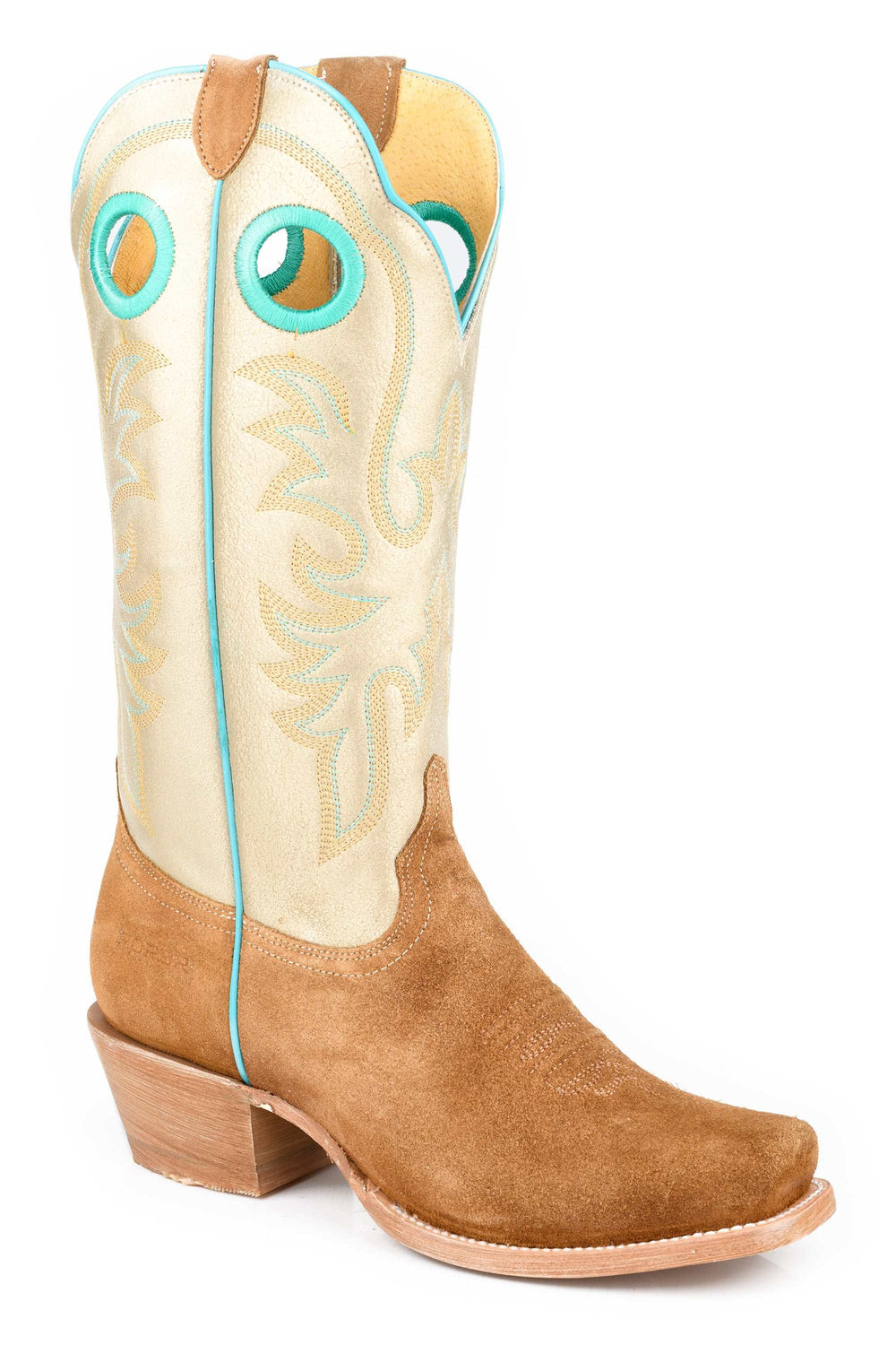Women's Roper Ride 'Em Cowgirl Metallic Leather Boots Handcrafted Brown