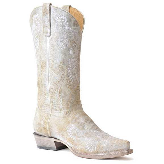 Damen Roper Weiße Hochzeitslederstiefel Handgefertigt Weiß