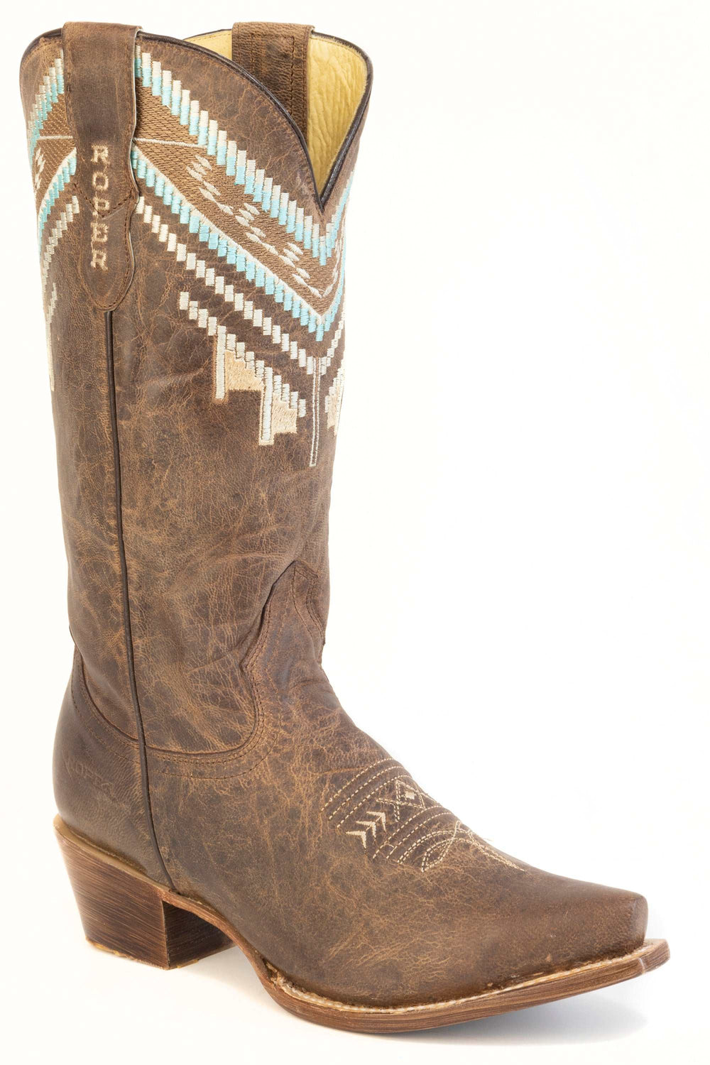 Women's Roper Cowgirl Tough Goat Leather Boots Handcrafted Tan
