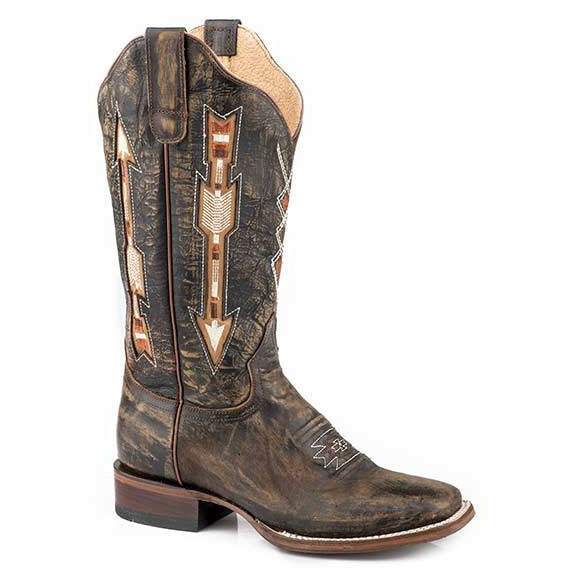 Women's Roper Arrows Leather Boots Handcrafted with Flextra Calf Brown