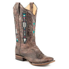 Women's Roper Arrows Boots Handcrafted With Flextra Calf Brown
